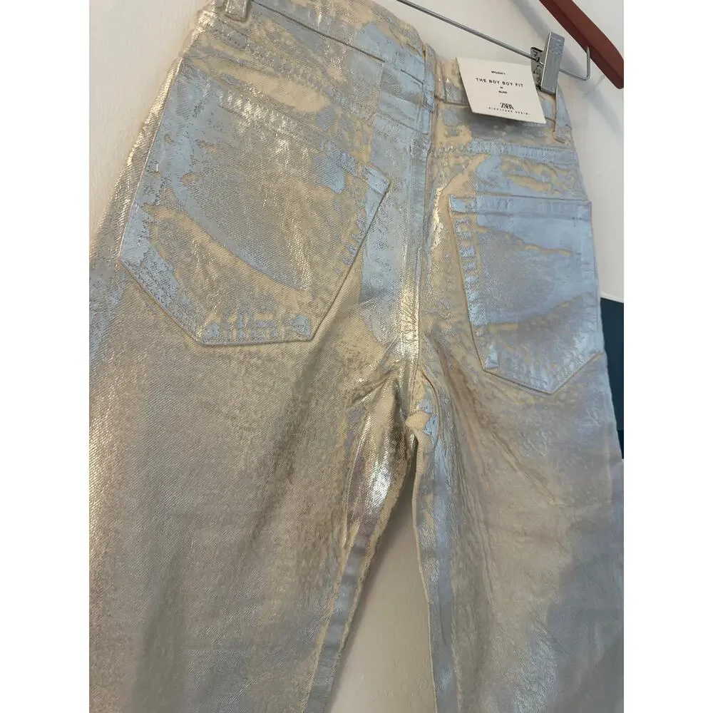ZARA MID RISE BOYFRIEND JEANS Sz0 - Picture 9 of 12